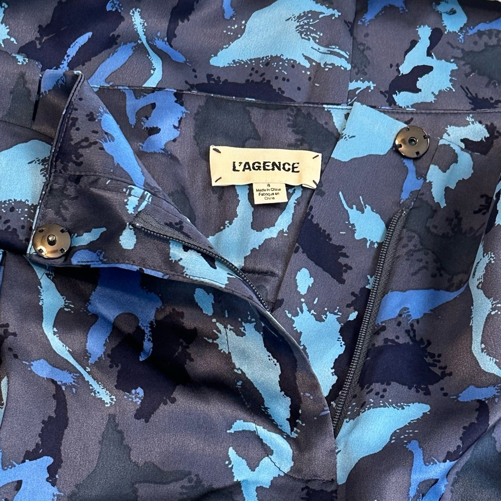 L'AGENCE Silk Madaline High Waist Blue Vintage Multi Pants Trousers Size 8 - Picture 2 of 15